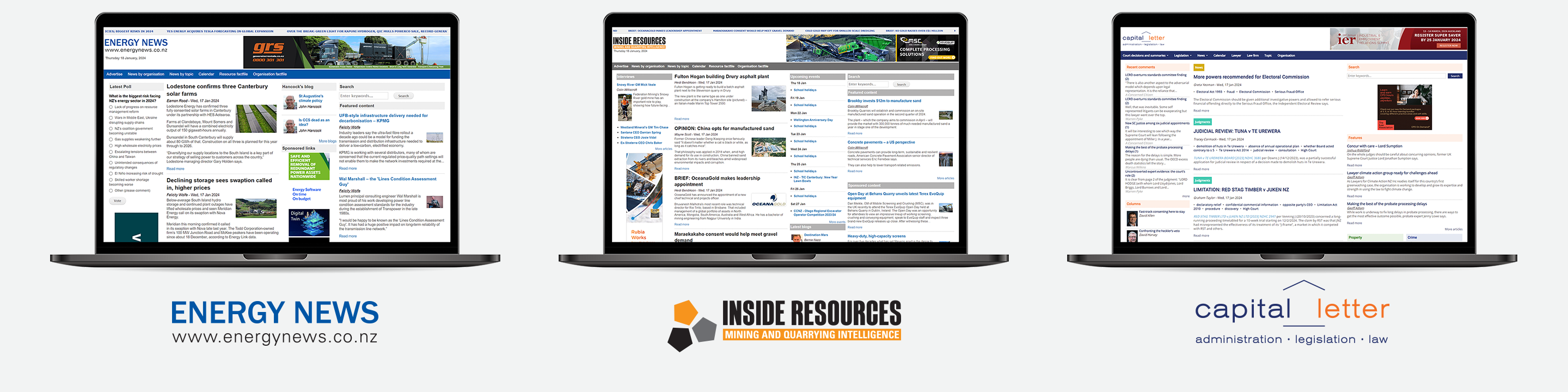 Industry news and information across three sectors